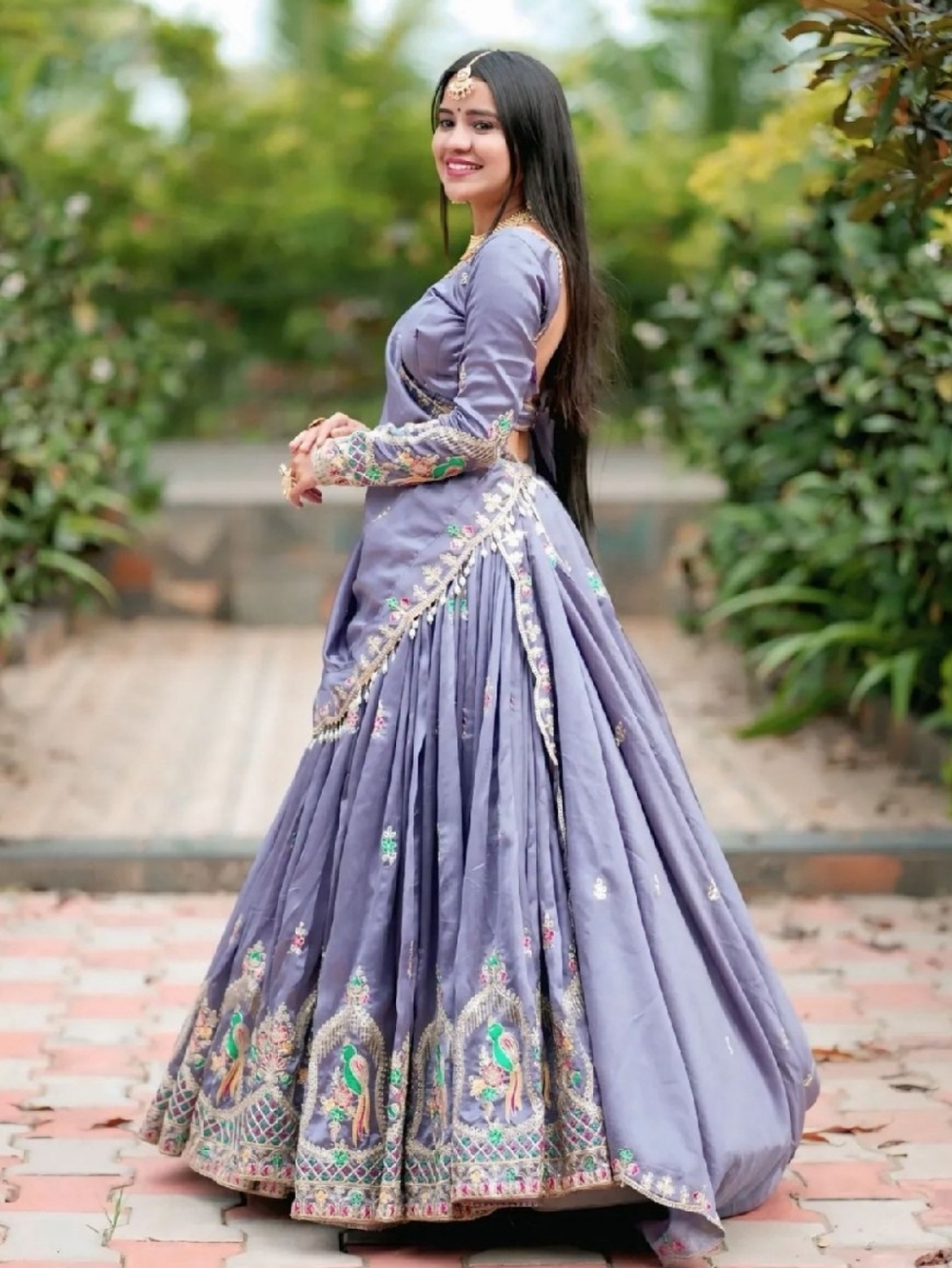 Purple Lehenga Set Indian Lehenga Choli for Wedding, Sangeet, Reception, Eid - Picture 7 of 7